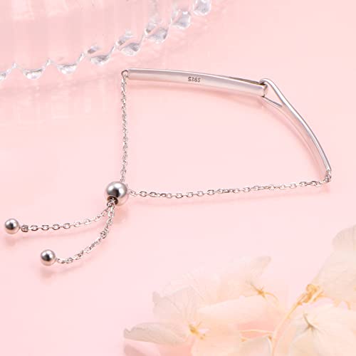 Sterling Silver Engraved Inspirational Adjustable Infinity Bracelet Graduation Gift for Mother Sister Best Friend Jewelry for Women