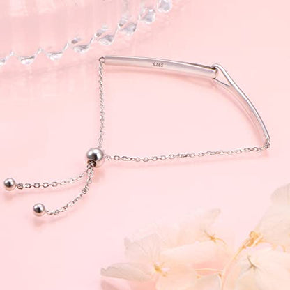 Sterling Silver Engraved Inspirational Adjustable Infinity Bracelet Graduation Gift for Mother Sister Best Friend Jewelry for Women