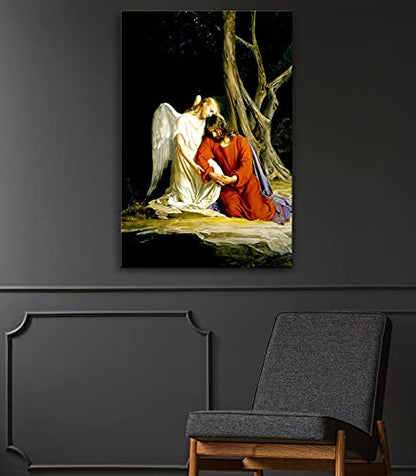 artprints1stop Canvas Print Wall Art - Christ in Gethsemane by Carl Bloch - 12x18 inches - color: Christ in Gethsemane by Carl Bloch, size: 18"L x 12"W