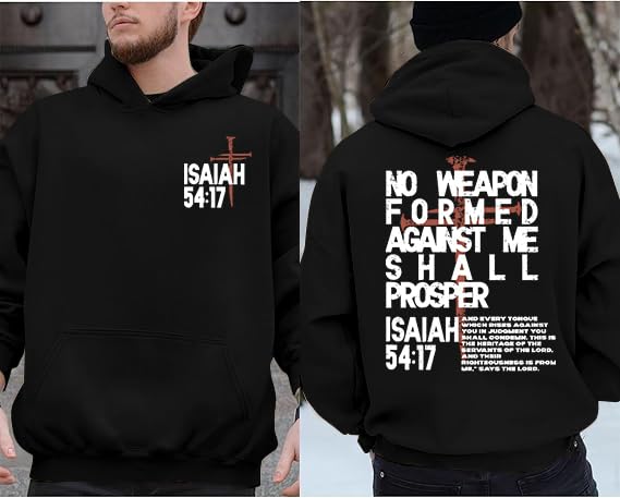Christian Hoodies for Men Jesus Religious Faith Tops - color: Black, size: XX-Large