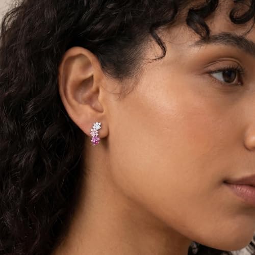 LAZA 925 Sterling Silver Earrings for Women Huggies Hoop Gold Earrings - color: Pink cat paws Earring
