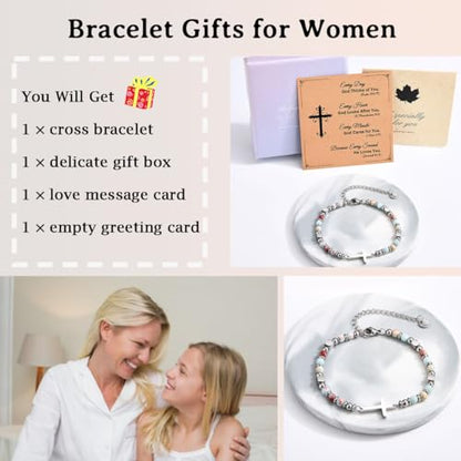 Christian Gifts for Women Girls, Religious Cross Bracelet - color: Every day God thinks of you
