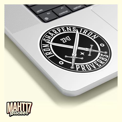 (3Pcs) Iron Sharpens Iron Stickers - Proverbs 27 17 Stickers Bible Christians Die-Cut Waterproof Vinyl Sticker for Laptop Water Bottle Phone Kindle Decal Stuff Gifts for Her Him 2 Inches - size: 2x2"