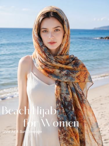 vimate Lightweight Scarf for Women Fashion Head Cover Hijab Cotton Voile Scarf Shawl Wrap for Spring Fall Winter Season - color: L1#.style 13