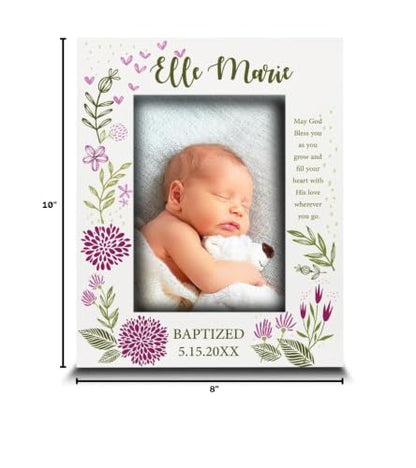 BELLA BUSTA-Personalize -Baptism, Dedication, Confirmation, First Communion Theme Picture Frame-Keepsake from Godparents, Friends, Family-UV Print Frame (Pink (5x7 Vertical)) - color: Pink (5x7 Vertical)