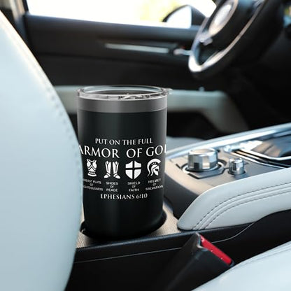 Put On The Full Armor Of God -Christian Faith Soldior of God Stainless Steel Insulated Tumbler - color: Black