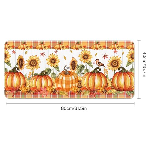 Britimes Large Mouse Pad, Mouse Pad, 31.5 x 15.7 Inch, Fall Pumpkin Orange - color: Orange Pumpkin Buffalo Plaid