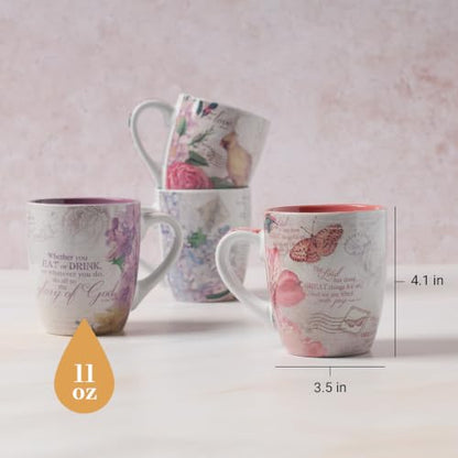 Christian Art Gifts Ceramic Coffee/Tea Mug Set for Women, Multicolor