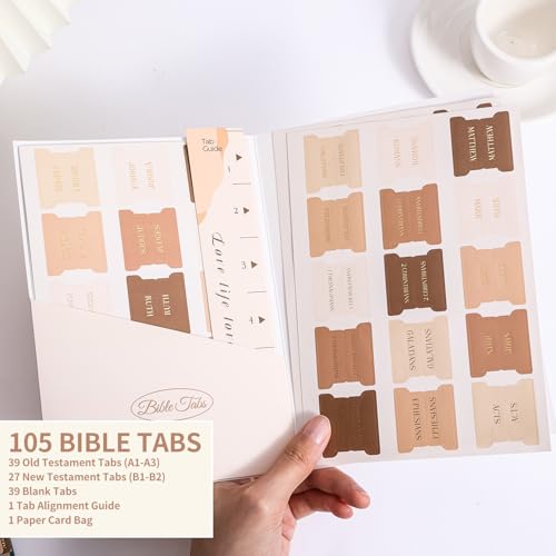 Laminated Bible Tabs for Women Men, Brown, Gold Foil Embossed Lettering - style: Gold Foil Morandi Brown