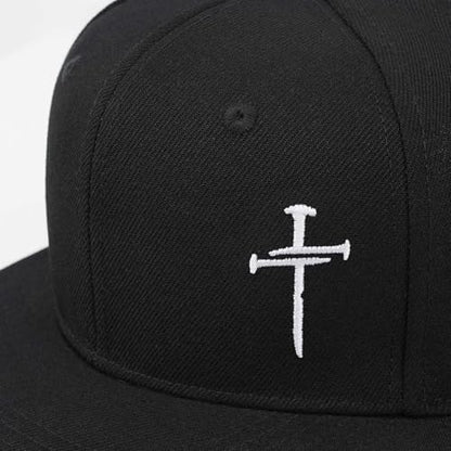 Christian Hats for Men Women - Cross Faith Flat Snapcback Hats - Religious Gifts for Thanksgiving Christmas - color: Black/Cross White
