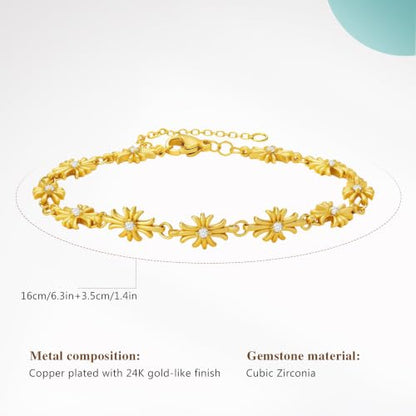 Cicy Bell Cross Bracelets For Women 24k Gold Plated Cubic Zirconia Bracelet - color: Gold-A