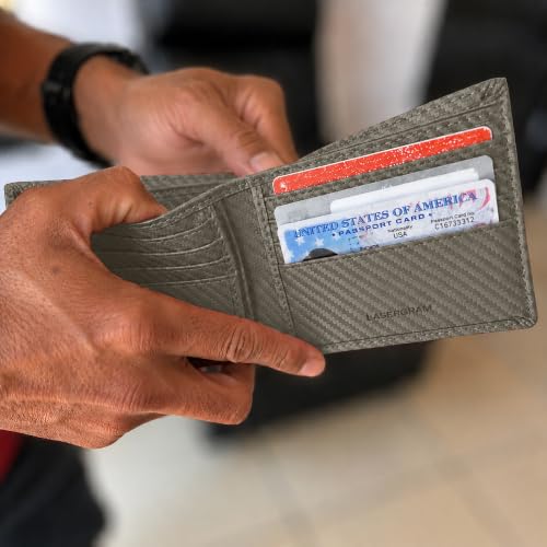 LaserGram Personalized Wallet, Christian Cross (Carbon Fiber Silver) - color: Carbon Fiber Silver