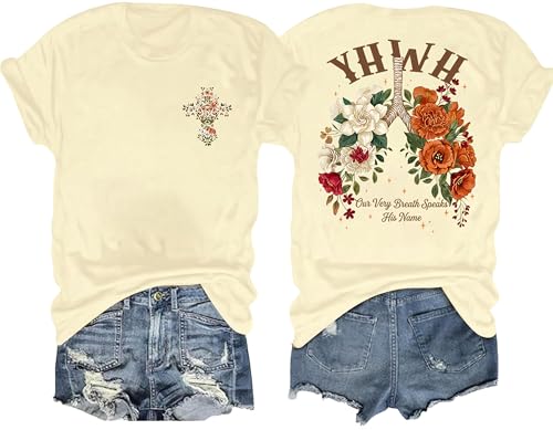 Christian Shirts for Women Faith Bible Verse Shirt Pray Graphic Tops - color: Apricot-b, size: X-Large