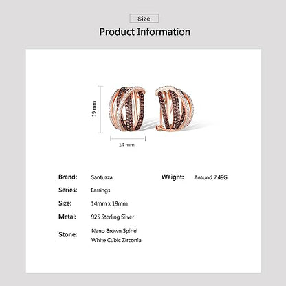 Santuzza 925 Sterling Silver Twisted Omega Back Earrings for Women - color: Rose gold-Parallel