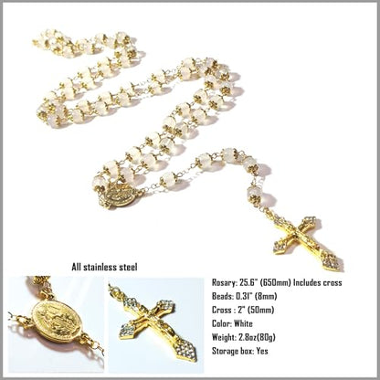 Rosary Beads Chaplet Natural Jade Rosery Cross Catholic gifts