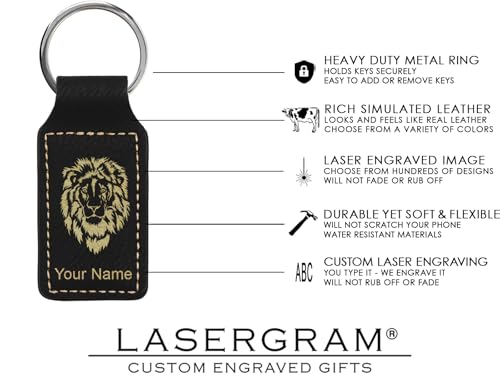 LaserGram Rectangle Keychain, Christian Cross, Personalized Engraving Included - color: Black With Gold