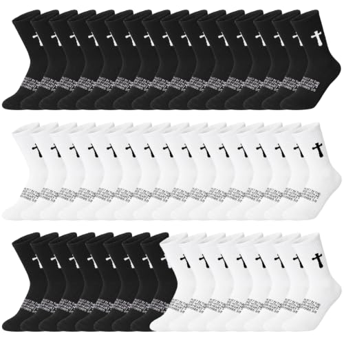 24 Pairs Verses Cross Prayer Socks,Christians Gifts for Men