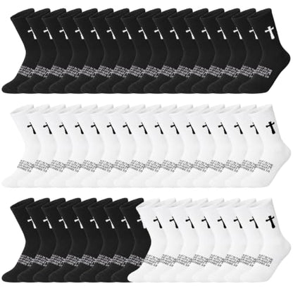 24 Pairs Verses Cross Prayer Socks,Christians Gifts for Men