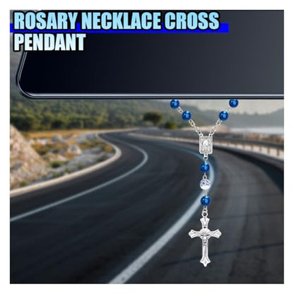 ZIMISI 2PCS Car Rosary for Rearview Mirror (Ceramic) - color: Ceramic Blue