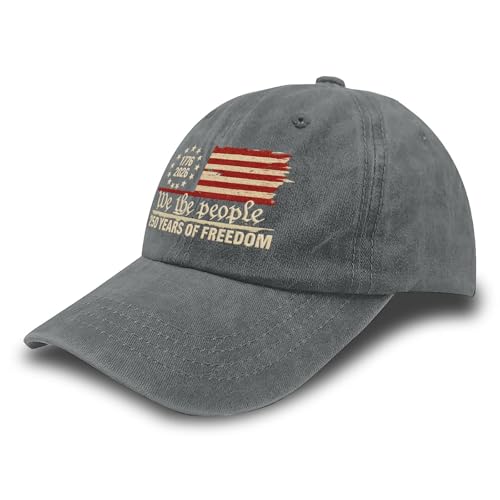 U.S. 250th Anniversary 250 Years Freedoms 1776-2026 Baseball Hats Funny - color: Pigment Gray