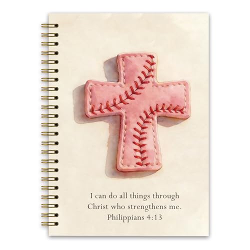 Christian Baseball Notebook, Christian Gifts for Men, Church Notes Bible Journal for Boys Kids, Prayer Bible School Supplies Notebooks, Baseball Score Book 5.5x8.3 Inches(Pink) - color: Baseball Pink