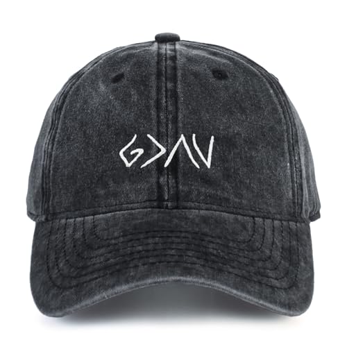 God is Greater Than The Highs and Lows Vintage Washed Cotton Baseball Cap, Embroidered Soft Unstructured Low Profile Christian Adjustable Dad Hat for Men & Women