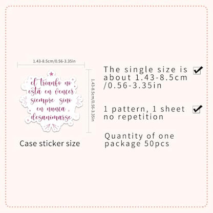 50Pcs Spanish Motivational Stickers, Waterproof Inspirational Positive Affirmation Vinyl Aesthetic Decals for Water Bottle, Laptop, Scrapbook, Skateboard, Children, Teenagers, Boys, Girls, Adults - color: Spanish Motivational Stickers-2