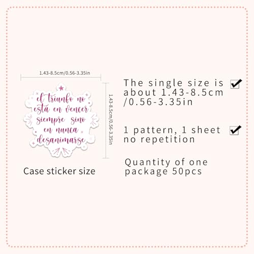 50Pcs Spanish Motivational Stickers, Waterproof Inspirational Positive Affirmation Vinyl Aesthetic Decals for Water Bottle, Laptop, Scrapbook, Skateboard, Children, Teenagers, Boys, Girls, Adults - color: Spanish Motivational Stickers-2