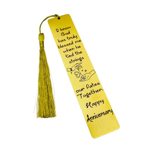 Unique Gift For Anniversary - I know God has truly blessed me when he tied the strings our fates together Bookmarks (Yellow Gold) - color: Yellow Gold