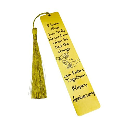 Unique Gift For Anniversary - I know God has truly blessed me when he tied the strings our fates together Bookmarks (Yellow Gold) - color: Yellow Gold