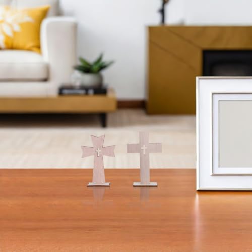 DOITOOL 20 Pcs Wooden Crosses for Crafts, Unfinished Standing Cross Centerpieces for Tables Easter Baptism Decorations, Catholic Religious Decor for First Communion