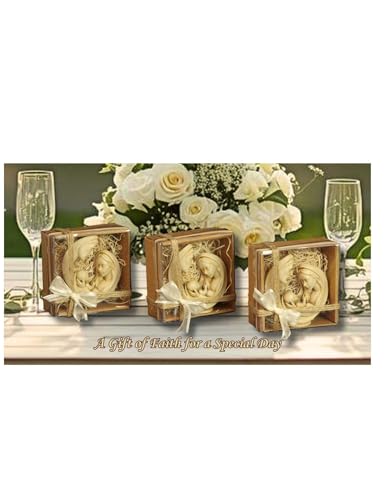 Holy Family Mini Figurines – Set of 3 Gift-Ready Keepsakes | Handcrafted Catholic Resin Statues Made in Mexico for Baptism, Communion & Faith Sharing