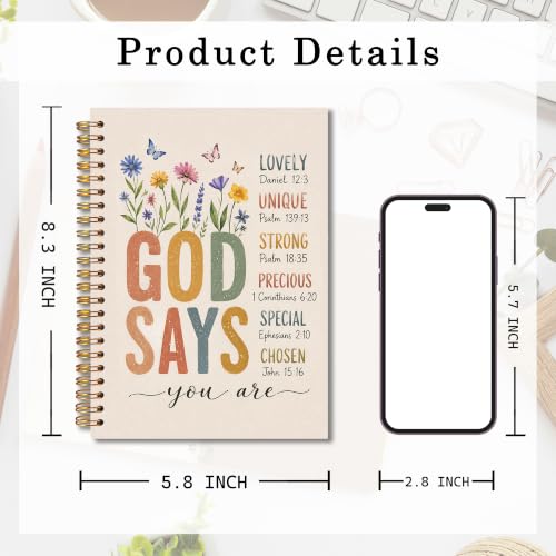 MKIJUHB Christian Spiral Notebook, God Says You Are Gifts for Women - color: whtie-notebook-christian 19
