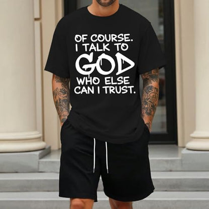Fkatuzi Christian Jesus God Shirts for Men Religious Faith Bible Verse T Shirt Oversized Graphic Tee Cotton Streetwear Tops - color: Black, size: Medium