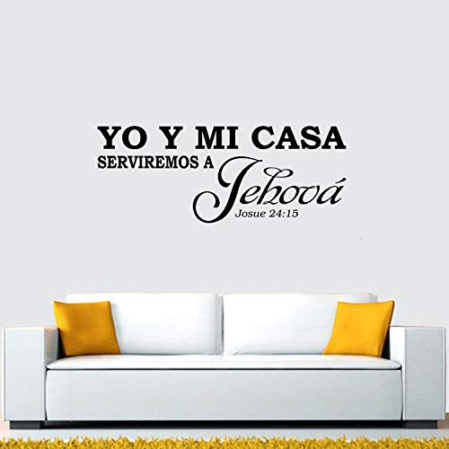 AnFigure Yo Y Mi Casa Serviremos A Jehová, Bible Verse Wall Decal, Living Room Quotes Scripture Christian Prayer Religious Faith Jesus God Bedroom Positive Home Art Decor Vinyl Stickers Espanol 23"x9" - color: Yo Y Mi Casa Serviremos a Jehová, size: Small