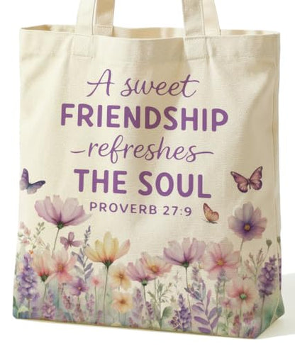 Christian Bible Verse Tote Bag for Women Faith Church - color: Friendship