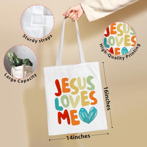 VICBOU Bible Verse Canvas Tote Bag Religious Christian Gifts for Women Men Faith Canvas Tote Reusable Grocery Bag - color: Jesuslovesme