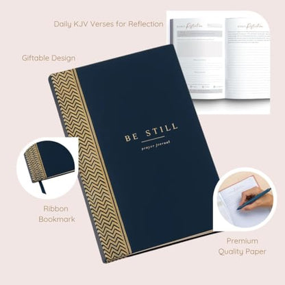 Daily Prayer Journal with Prompts | 90-Day Guided Devotional & Scripture Reflection | Bible Study and Spiritual Growth Tracker | Undated Faith Planner, 5.5x8" - Navy Blue Chevron - color: Chevron Navy Blue