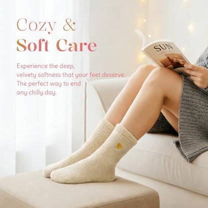 Fuzzy Socks for Women Mothers Day Self Care Book Lovers Christian Birthday Gifts - color: Beige