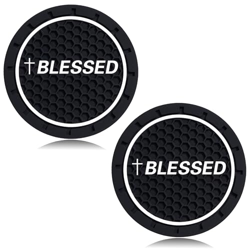 2Pcs 2.75 Inch Cross Jesus Christian Car Cup Holder Coaster Insert Diameter Oval Tough Vehicle Travel Auto Blessed Car Accessories - color: cup-blessed