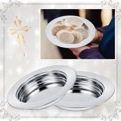 Zhehao 1 Pcs Communion Plates for Church Communion Bread Tray Plate Church Supplies Set Polished Stainless Steel Tray (Silver) - color: Silver