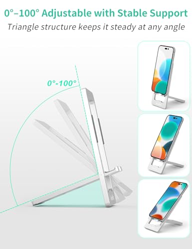 Aoviho Foldable Cell Phone Stand for Desk, Portable Phone Holder,Silver - color: Silver