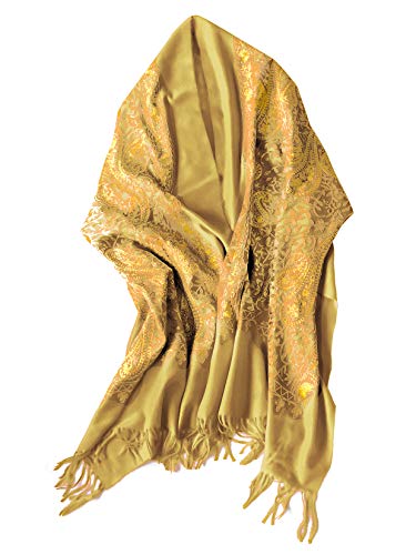 Urban CoCo Embroidered Scarf for Women, Tassel Shawl, Soft Lightweight Wrap - color: #3-yellow