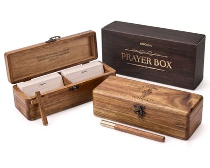 InnoBeta Confirmed In Christ Acacia Wood Prayer Box - Confirmation Gifts for Teenage Boys & Girls, Catholic Religious Sponsor Gift with Galatians 3:26, Includes 100 Cards, Wooden Cross & Pen
