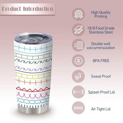 20oz Rainbow Geometric Hidden Rude Message Stainless Steel Tumbler with Lid - color: Hidden Message