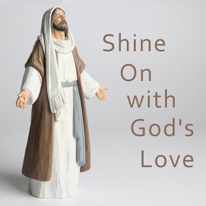 Jesus Christ Statue with Open Arms, Hand Painted Saint Statue Religious Modern Home Decor, Christian Jesus Figurines Religious Gift 9.5in - size: 9.5inch