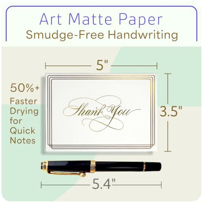 ukee's Elegant Thank You Cards, Gold Foil, 100 Cards with Envelopes