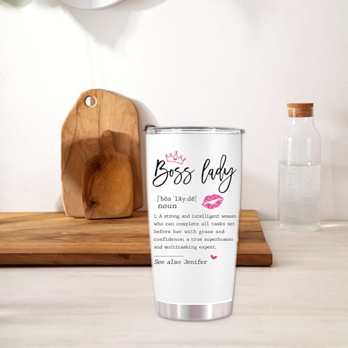 Personalized Boss Lady Tumbler – 20oz Custom Stainless Steel Cup – Funny Boss Lady Definition Gift – Best Boss Appreciation Gift for Women - color: BOSS-LADY-DE1