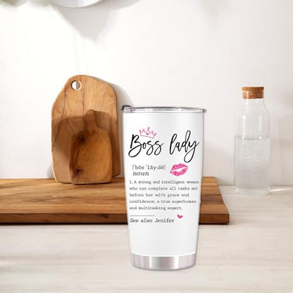 Personalized Boss Lady Tumbler – 20oz Custom Stainless Steel Cup – Funny Boss Lady Definition Gift – Best Boss Appreciation Gift for Women - color: BOSS-LADY-DE1
