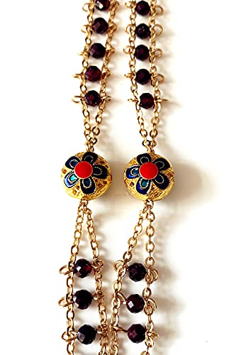 elegantmedical handmade Gold Ladder to Heaven Garnet Beads Catholic Rosary crucifix Necklace box - color: gold